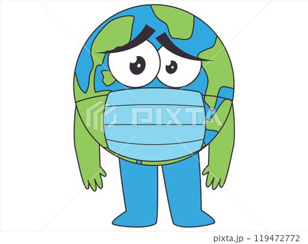 Sick illness sickness condition earth character sad sorrow expression unwell feeling wear mask protection disease design icon set Sick illness sickness condition earth character sad sorrow expression unwell feeling wear mask protection disease design icon set 119472772