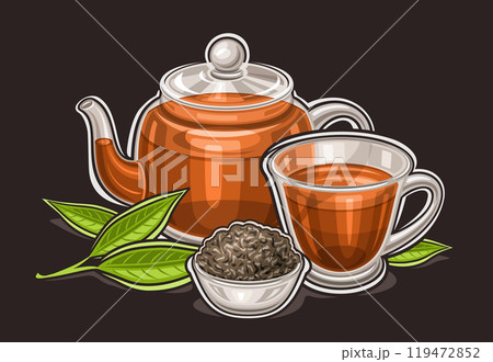 Vector logo for Black Tea Drink Vector logo for Black Tea Drink 119472852