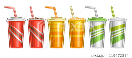 Vector Paper Cup set for Soft Drinks Vector Paper Cup set for Soft Drinks 119472854