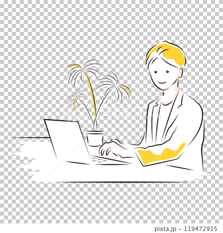 商業｜在電腦上工作的工程師/商人 119472915