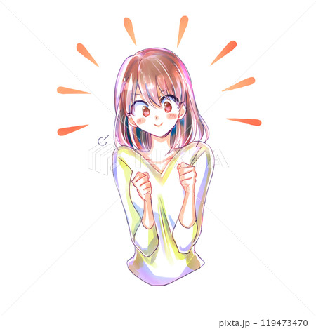 両手を握りしめて意気込む女性 119473470