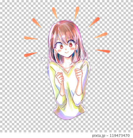 両手を握りしめて意気込む女性 119473470