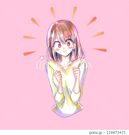 両手を握りしめて意気込む女性 119473471