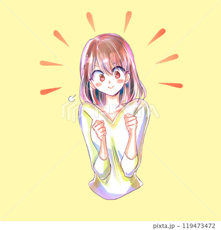 両手を握りしめて意気込む女性 119473472