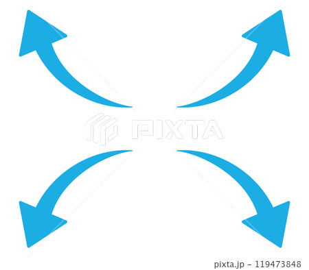 青いシンプルな矢印イラストセット 青いシンプルな矢印イラストセット 119473848