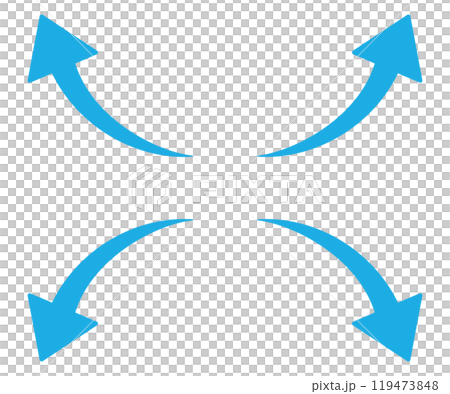青いシンプルな矢印イラストセット 青いシンプルな矢印イラストセット 119473848