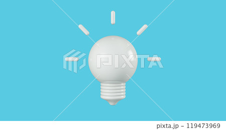 3D rendering, Realistic blue bulb for inspiration or new idea symbol and icon, isolated on white background. 3D rendering, Realistic blue bulb for inspiration or new idea symbol and icon, isolated on white background. 119473969