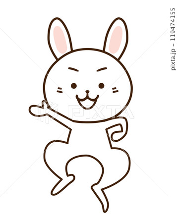 元気よくジャンプをするウサギのキャラクター 元気よくジャンプをするウサギのキャラクター 119474155