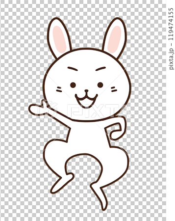 元気よくジャンプをするウサギのキャラクター 元気よくジャンプをするウサギのキャラクター 119474155