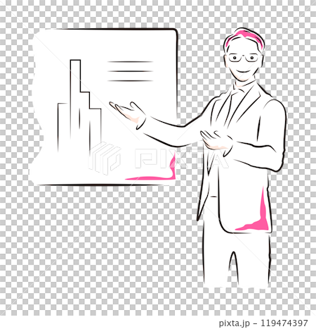 Business | Businessman giving a presentation at a meeting 119474397