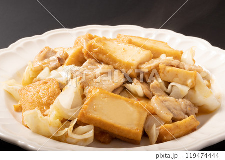 厚揚げと豚肉の味噌炒め 厚揚げと豚肉の味噌炒め 119474444