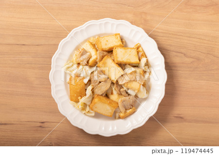 厚揚げと豚肉の味噌炒め 厚揚げと豚肉の味噌炒め 119474445