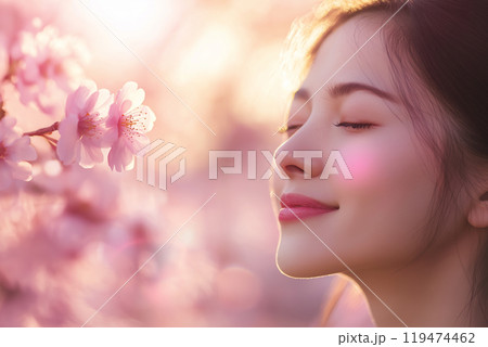 桜と美しい女性のポートレート 桜と美しい女性のポートレート 119474462