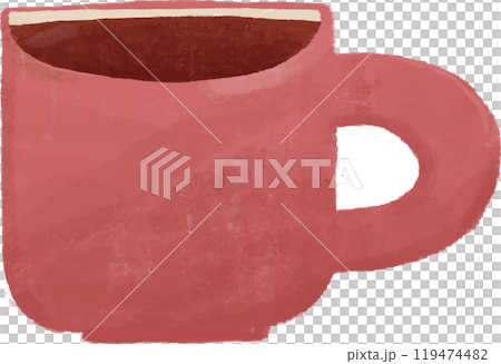 Hand drawn illustration of coffee in a red mug Hand drawn illustration of coffee in a red mug 119474482