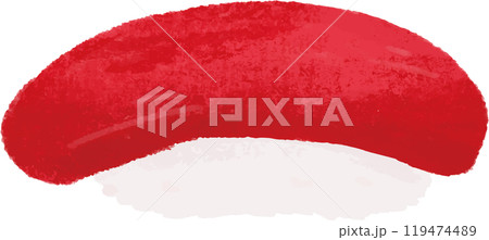 まぐろの握り寿司の手描きイラスト 119474489