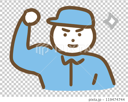 力こぶを見せる強そうな作業服の男性 力こぶを見せる強そうな作業服の男性 119474744