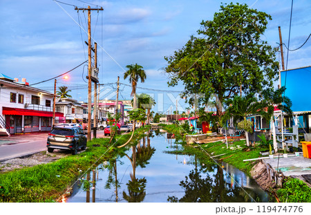 Scenic View of a Tranquil Canal in Georgetown, the capital of Guyana in South America 119474776