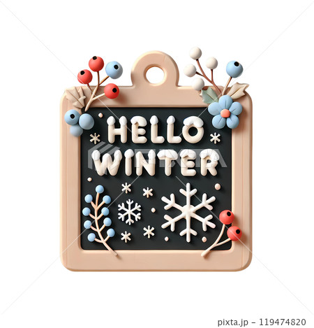 hello winter on blackboard  119474820