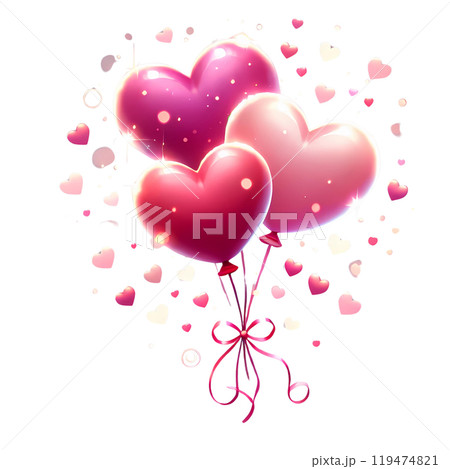 red heart shape balloons with ribbon 119474821