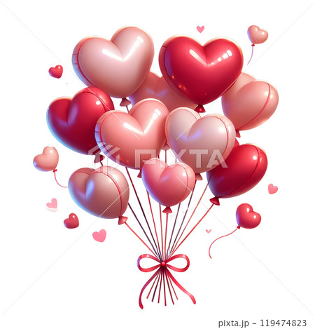 red and pink heart shape balloons  119474823