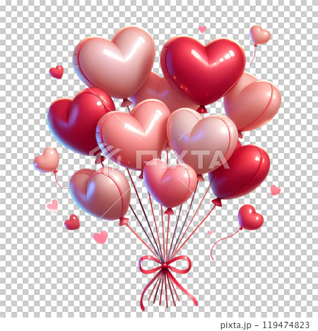 red and pink heart shape balloons  119474823