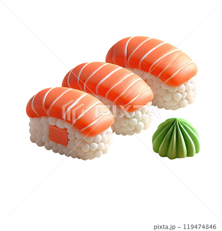 set of japanese sushi on white background 119474846