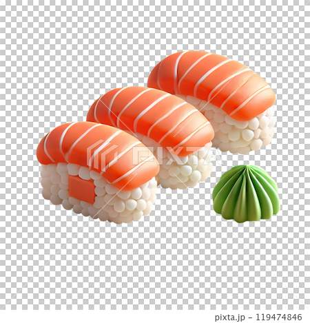 set of japanese sushi on white background 119474846