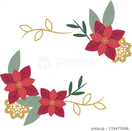 ポインセチアのフレームイラスト素材 119475006