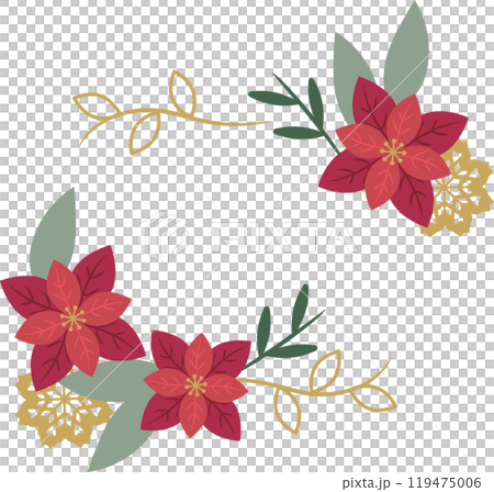 ポインセチアのフレームイラスト素材 119475006