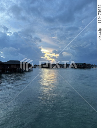 Mabul Island, the base for diving in Sipadan Island, Sabah state in Malaysia. 119475682