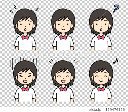 簡單可愛的學生插畫（夏裝，上半身，女孩） 119476126