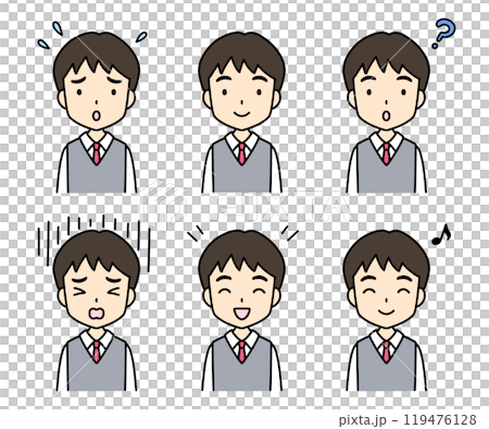 簡單可愛的學生插畫（毛衣、上半身、男孩） 119476128