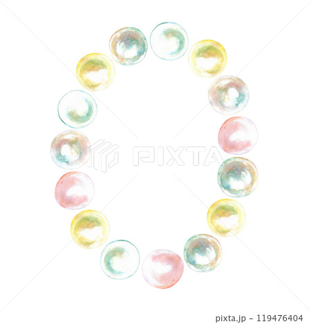 Pearl beads on the neck, bracelet hand-painted in watercolor. Necklace with precious pearls are strung in ellipse shape. Illustration drawn of mother-of-pearl sea pearls from different colors. Can be Pearl beads on the neck, bracelet hand-painted in watercolor. Necklace with precious pearls are strung in ellipse shape. Illustration drawn of mother-of-pearl sea pearls from different colors. Can be 119476404