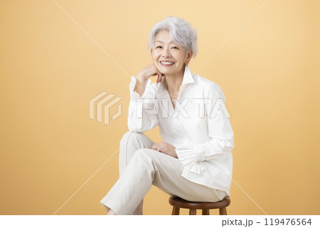 シニア女性 グレイヘアーの女性のポートレート シニア女性 グレイヘアーの女性のポートレート 119476564