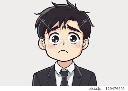 がっかりしているスーツを着た男性の可愛いイラスト 119476691
