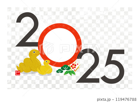 2025年賀状 巳年家族イラストのフォトフレーム 2025年賀状 巳年家族イラストのフォトフレーム 119476788