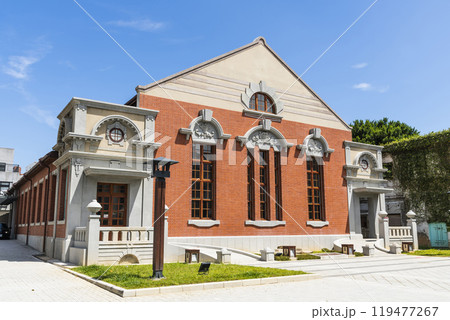 Building view of the Former Hsinchu Assembly Hall in Taiwan. It is now the National Hsinchu Living Art Center as a venue for exhibitions, and public activity. 119477267