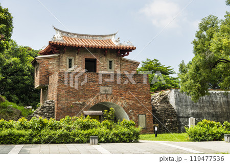 The formerly East Gate remains of Tainan Prefectural City Wall and Minor West Gate, Taiwan. It is part of the National Cheng Kung University campus. 119477536