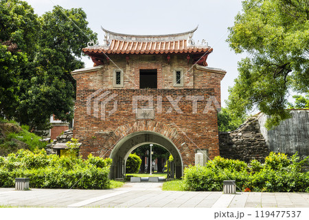 The formerly East Gate remains of Tainan Prefectural City Wall and Minor West Gate, Taiwan. It is part of the National Cheng Kung University campus. 119477537