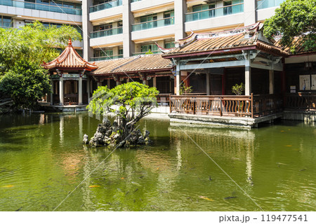 Building exterior of the Wu Family Garden (Former Tainan Assembly Hall) in Tainan, Taiwan. It was a classical flower garden built in a Chinese style. 119477541