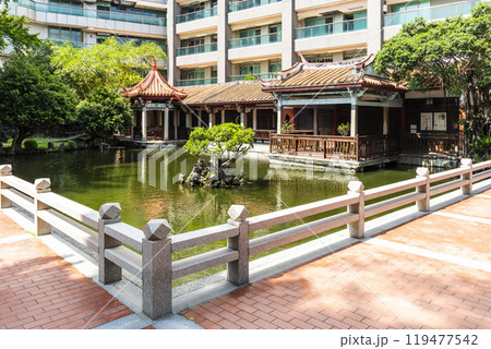Building exterior of the Wu Family Garden (Former Tainan Assembly Hall) in Tainan, Taiwan. It was a classical flower garden built in a Chinese style. 119477542