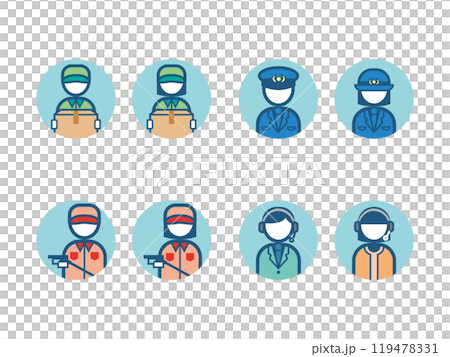 職業　人アイコン　カラー　丸背景 119478331