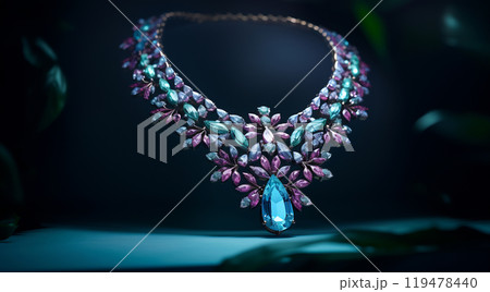 Elegant necklace with large blue stone Elegant necklace with large blue stone 119478440