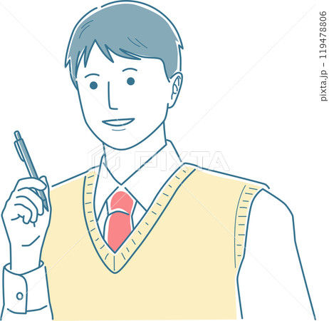 ドヤ顔でポーズを決める男子学生 ドヤ顔でポーズを決める男子学生 119478806