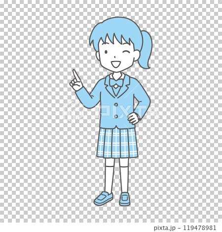 Simple and cute student illustration (pointing, winking, blazer) Simple and cute student illustration (pointing, winking, blazer) 119478981