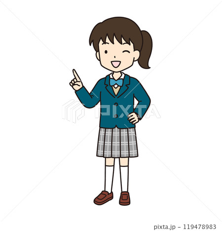 シンプルでかわいい学生イラスト（指差し・ウインク・ブレザー） 119478983