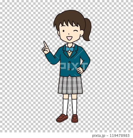 シンプルでかわいい学生イラスト（指差し・ウインク・ブレザー） 119478983