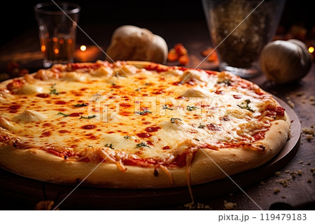 Pizza with melting cheese. Generative Ai Pizza with melting cheese. Generative Ai 119479183