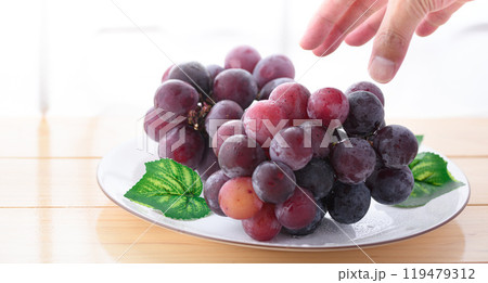 秋の味覚 窓辺に置いたピオーネ 秋の味覚 窓辺に置いたピオーネ 119479312