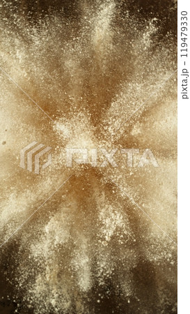 Beige powder explosion. Abstract closeup dust. Beige powder explosion. Abstract closeup dust. 119479330
